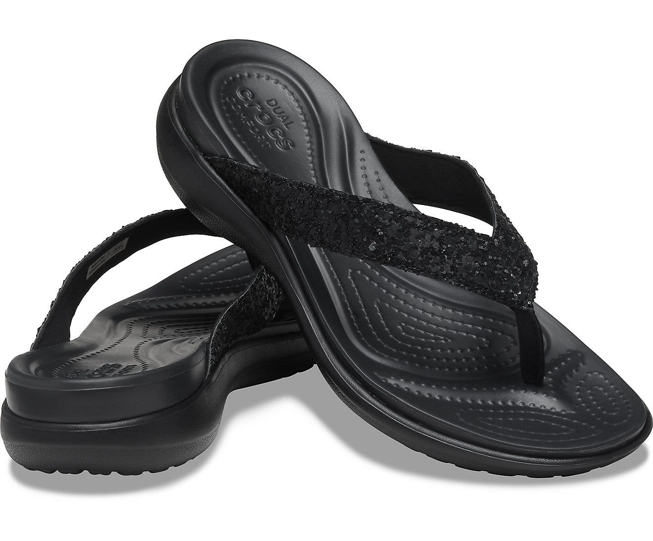 Capri V Glitter Black Women Flip
