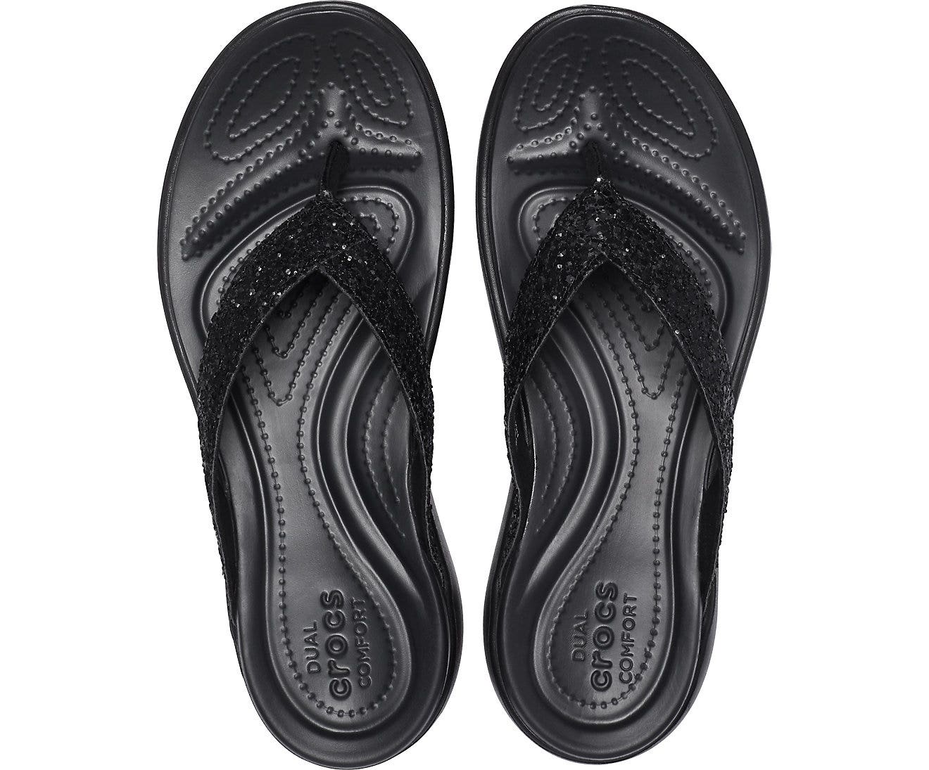 Capri V Glitter Black Women Flip