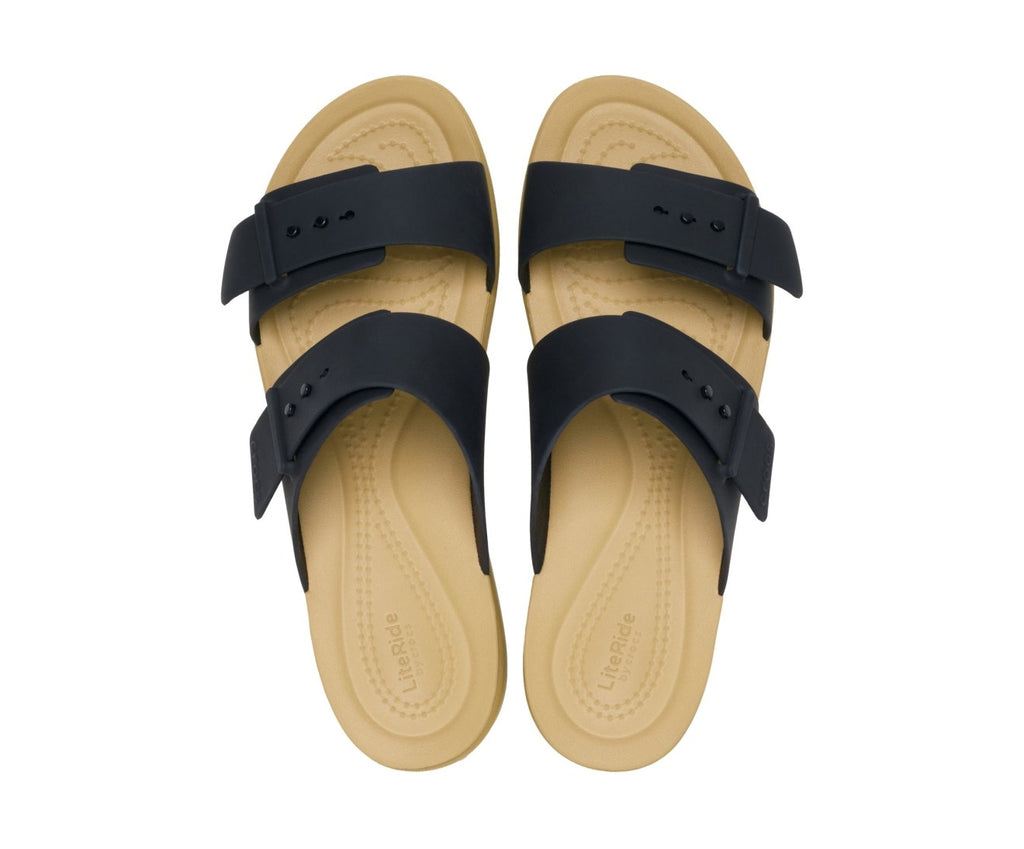 Brooklyn Buckle Low Black/Tan Women Sandal