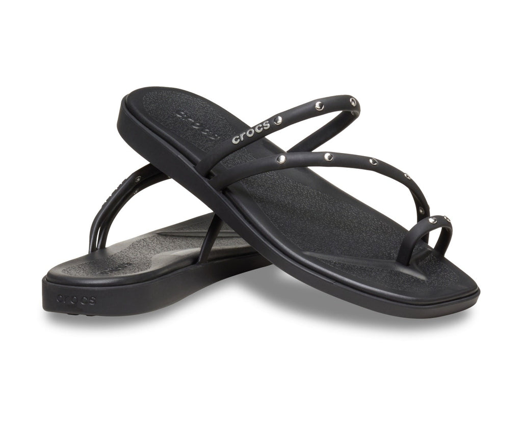 Miami Studded Toe Loop Black Women Sandal