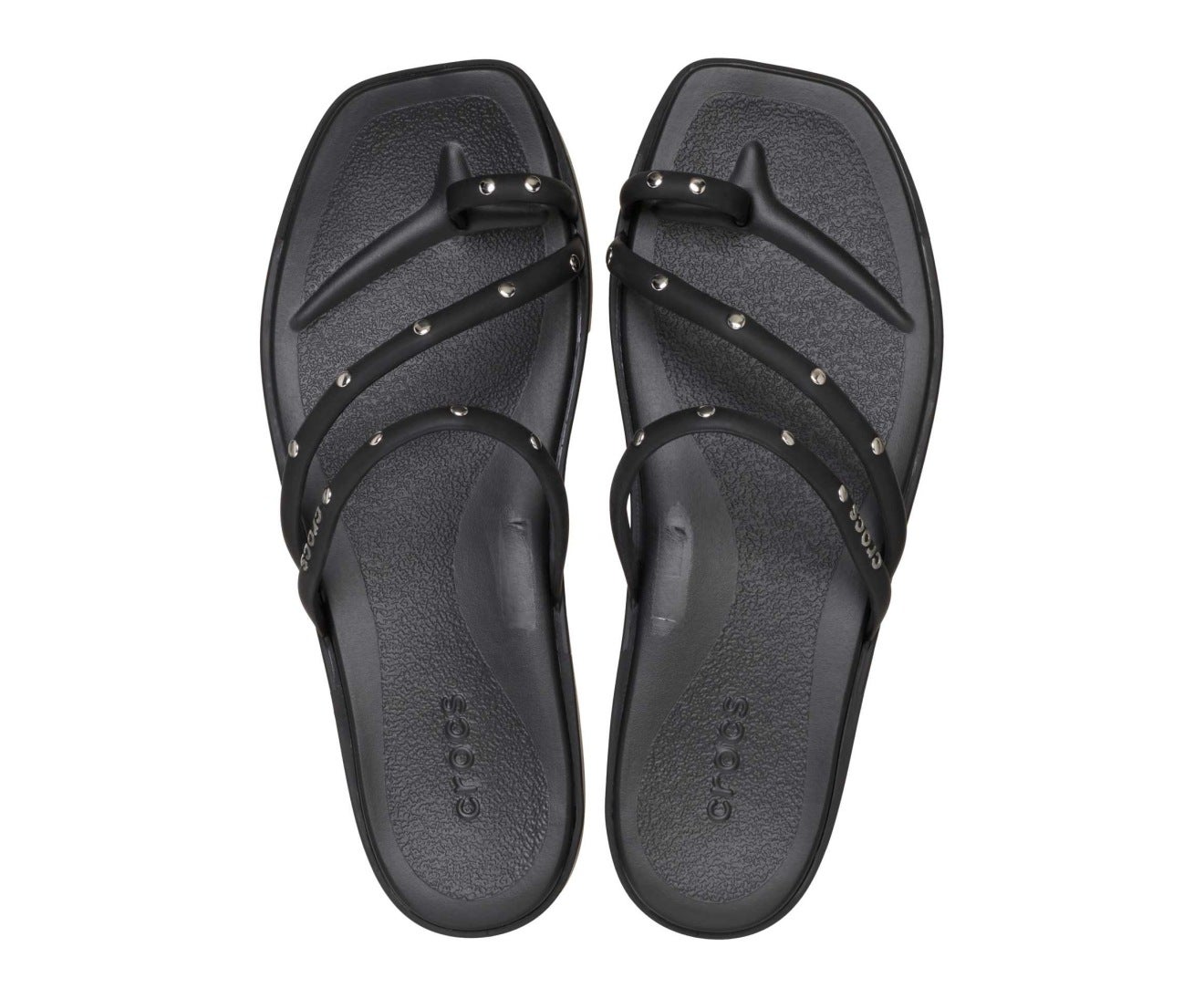 Miami Studded Toe Loop Black Women Sandal